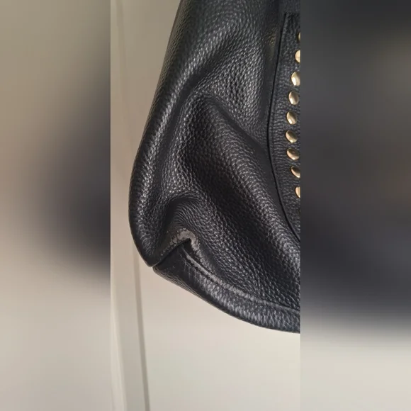 LAGGO- Mara Midnight Navy Soft Pebble Leather Hobo With Silver Studs Casual Lux